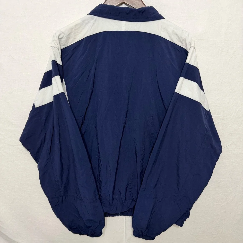 Vintage Asics Windbreaker Jacket‎ Mens L Navy Blue White Colorblock Zip